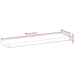 Étagère flottante 80x20x4 cm bois d'acacia massif non traité