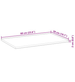 Dessus de bureau non traité 60x50x2 cm bois d'acacia massif