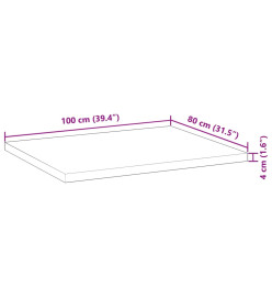 Dessus de bureau non traité 100x80x4 cm bois d'acacia massif