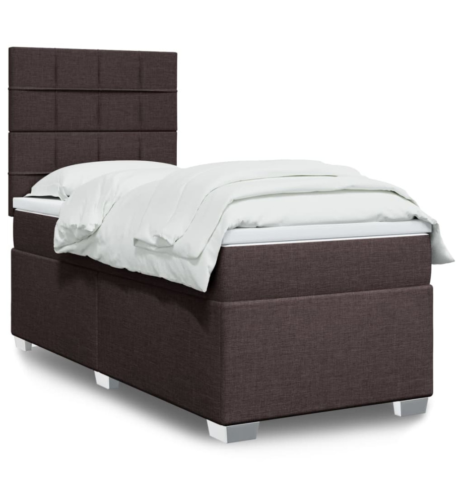 Sommier à lattes de lit avec matelas Marron foncé 90x200 cm Sommier à lattes de lit avec matelas Marron foncé 90x200 cm
