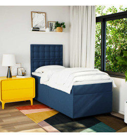 Sommier à lattes de lit avec matelas Bleu 100x200 cm Tissu