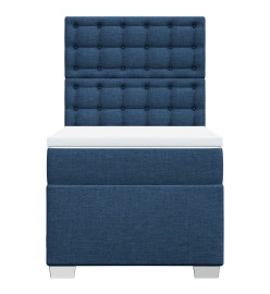 Sommier à lattes de lit avec matelas Bleu 100x200 cm Tissu