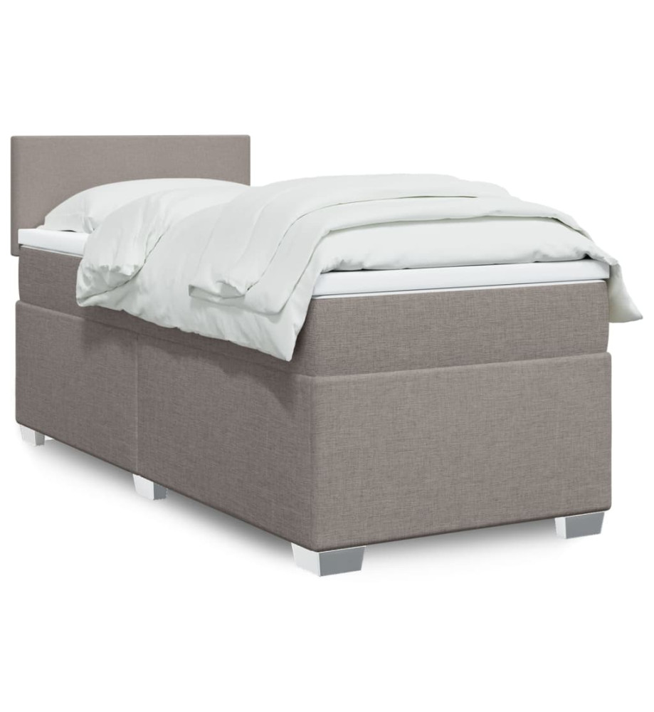 Sommier à lattes de lit avec matelas Taupe 90x200 cm Tissu Sommier à lattes de lit avec matelas Taupe 90x200 cm Tissu