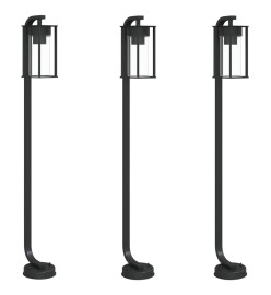 Lampadaires d'extérieur 3 pcs noir 100 cm acier inoxydable