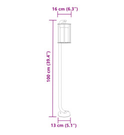 Lampadaires d'extérieur 3 pcs noir 100 cm acier inoxydable