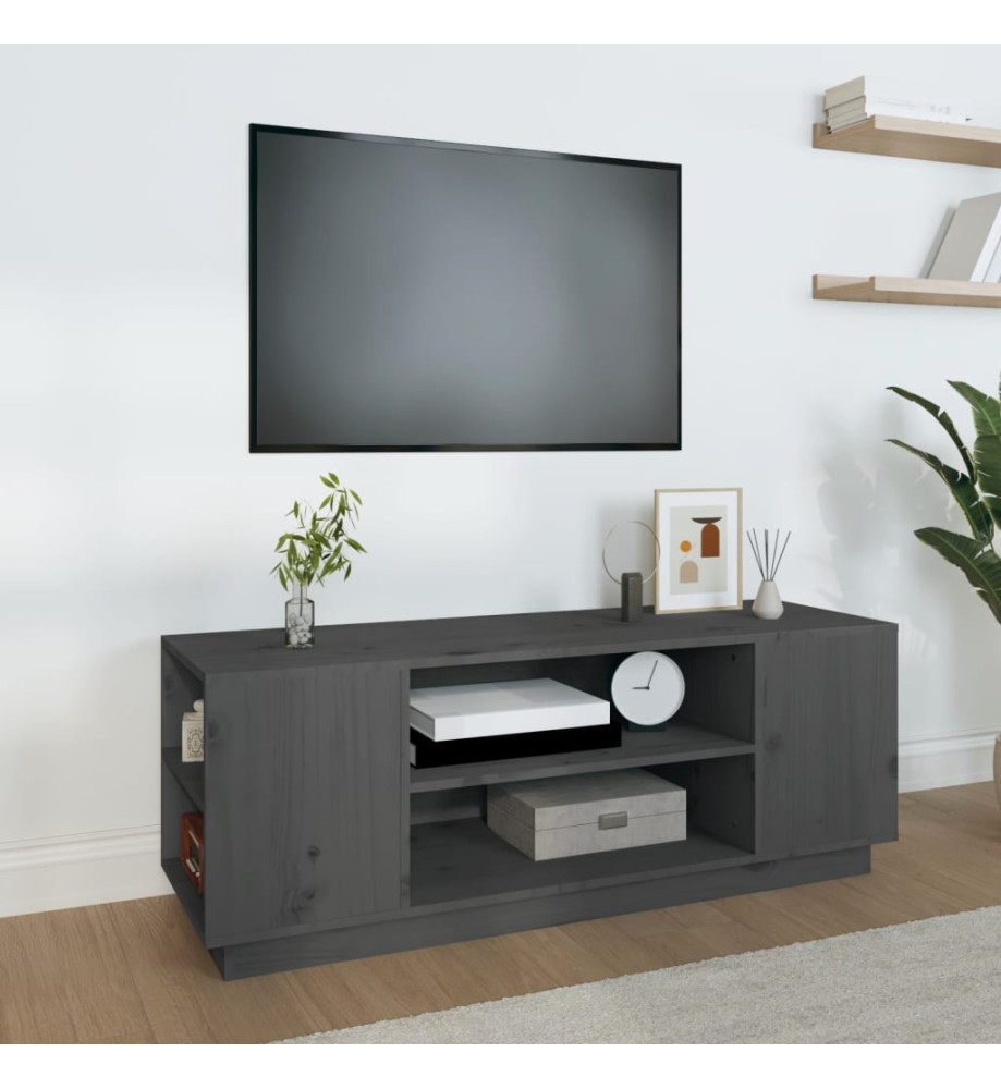 Meuble TV Gris 110x35x40,5 cm Bois de pin massif