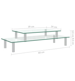 Support de moniteur à 2 niveaux Verre transparent