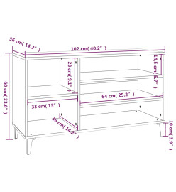 Armoire à chaussures Chêne fumé 102x36x60 cm Bois d'ingénierie