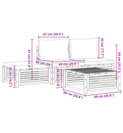 Salon de jardin avec coussins 4 pcs bois d'acacia massif