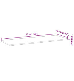Dessus de bureau non traité 160x50x2 cm bois d'acacia massif