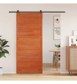 Porte de grange marron cire 90x208 cm bois massif de pin