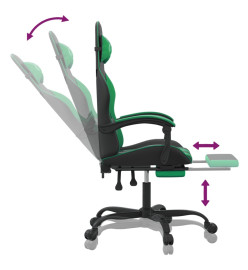 Chaise de jeu avec repose-pied Noir et vert Similicuir