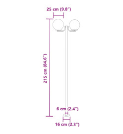 Lampadaires d'extérieur 3 pcs argenté 215 cm acier inoxydable