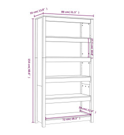 Bibliothèque Gris 80x35x154 cm Bois de pin massif