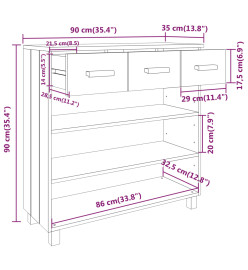 Table console HAMAR Gris foncé 90x35x90 cm Bois massif de pin