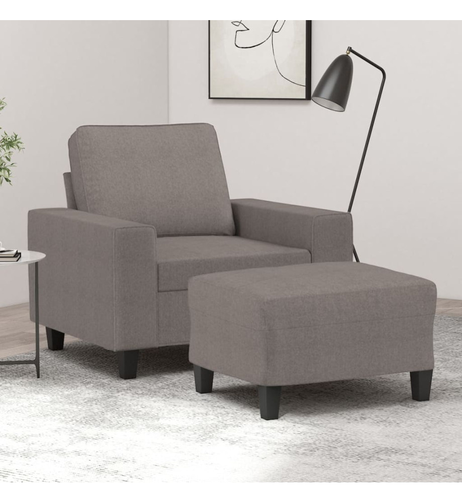 Fauteuil avec repose-pied Taupe 60 cm Tissu