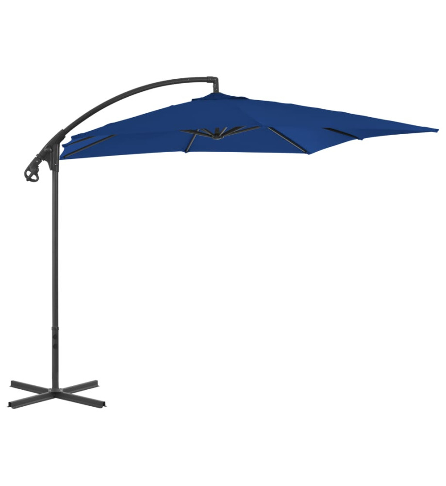 Parasol déporté avec mât en acier 250x250 cm Azuré