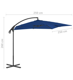 Parasol déporté avec mât en acier 250x250 cm Azuré