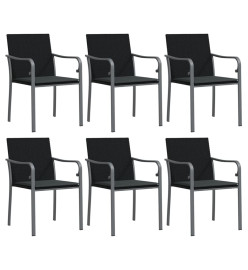 Chaises de jardin avec coussins lot de 6 noir 56x59x84 cm rotin