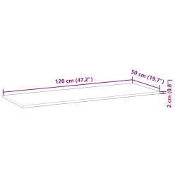 Dessus de bureau non traité 120x50x2 cm bois d'acacia massif