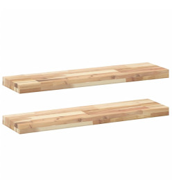 Étagères flottantes 2 pcs 80x20x4 cm acacia massif non traité