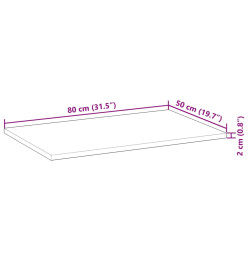 Dessus de bureau non traité 80x50x2 cm bois d'acacia massif