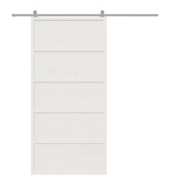 Porte de grange blanc 100x208 cm bois massif de pin