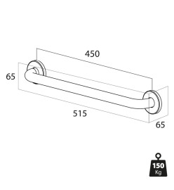 Tiger Barre d'appui de sécurité Libra 45 cm Argenté 1330230946