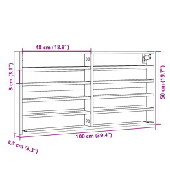 Armoire à vitrine blanc 100x8,5x50 cm bois d'ingénierie