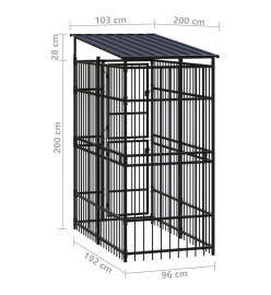 Chenil d'extérieur avec toit pour chiens Acier 1,84 m²