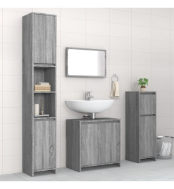 Ensemble de meubles de salle de bain 4 pcs Sonoma gris