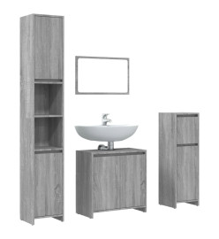 Ensemble de meubles de salle de bain 4 pcs Sonoma gris