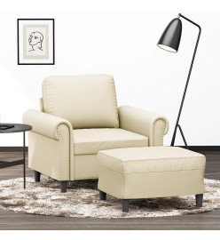 Fauteuil avec repose-pied Crème 60 cm Similicuir