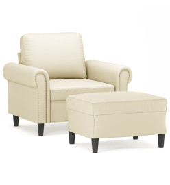 Fauteuil avec repose-pied Crème 60 cm Similicuir