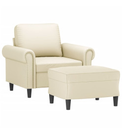 Fauteuil avec repose-pied Crème 60 cm Similicuir