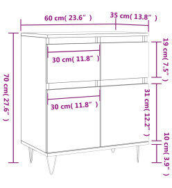 Buffet Sonoma gris 60x35x70 cm Bois d'ingénierie