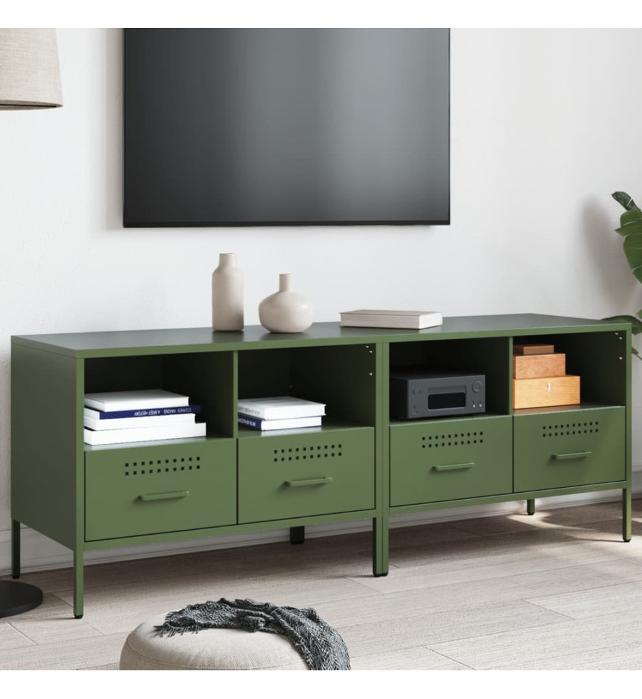 Meubles TV 2 pcs vert olive 68x39x50,5 cm acier laminé à froid