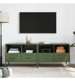 Meubles TV 2 pcs vert olive 68x39x50,5 cm acier laminé à froid