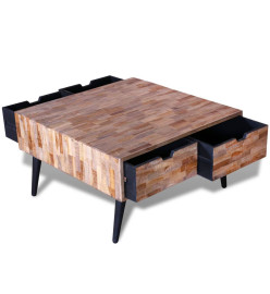 Table basse avec 4 tiroirs Bois de teck recyclé