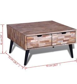 Table basse avec 4 tiroirs Bois de teck recyclé