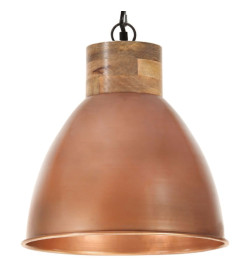 Lampe suspendue industrielle Cuivre Fer et bois solide 35cm E27