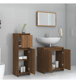 Ensemble de meubles de salle de bain 3 pcs Chêne marron