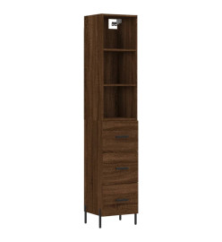 Buffet haut Chêne marron 34,5x34x180 cm Bois d'ingénierie