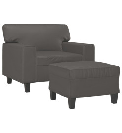 Fauteuil avec repose-pied Gris 60 cm Similicuir