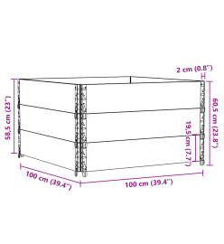 Colliers de palette 3 pcs noir 100x100 cm bois de pin solide