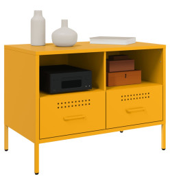 Meuble TV 2pcs jaune moutarde 68x39x50,5cm acier laminé à froid