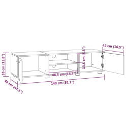 Meuble TV Chêne fumé 140x40x35 cm Bois d'ingénierie