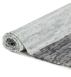 Tapis Chindi Cuir tissé à la main 160 x 230 cm Gris