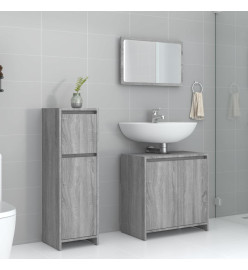 Ensemble de meubles de salle de bain 3 pcs Sonoma gris