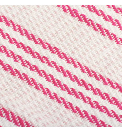 Couverture coton à rayures 160x210 cm Rose et Blanc